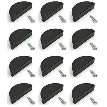 Imagem de Autuwintor Puxadores de gaveta de meia lua, puxadores de armário pretos com espaçamento de 6,4 cm (7,9 cm de comprimento), puxador de armário de semicírculo, puxadores de dedo para armários com