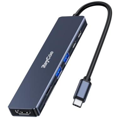 Imagem de Hub USB C, divisor RayCue 7 em 1 USB C para HDMI, 2 portas de dados USB 3.1 GEN1 e 5Gbps tipo C, porta HDMI 4K, carregamento PD 100W, leitor de cartão SD, para laptops iPad Pro, MacBook Pro e mais