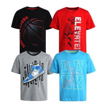 Imagem de Pro Athlete Camiseta masculina ativa - pacote com 4 camisetas de manga curta de desempenho dry fit - camiseta esportiva dry fit (8-16), Cinza/preto/azul/vermelho, 8