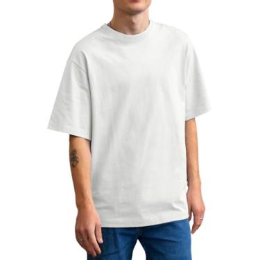 Imagem de Camiseta masculina ultra macia de viscose de bambu, gola redonda, leve, manga curta, elástica, refrescante, casual, básica, Branco, P