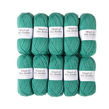 Imagem de Knit Picks Pacote de fios Wool of The Andes - 10 novelos de fio 100% lã penteada turquesa (tranquilo)