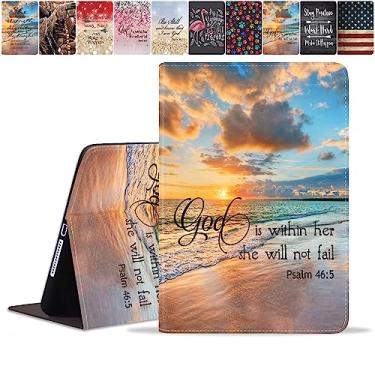 Imagem de FQTBCEARI Capa para Samsung Galaxy Tab S6 Lite 10,4 polegadas 2022/2020 (SM-P610/P613/P615/P619), capa fina de couro PU com suporte para despertar/hibernar automaticamente, versículo bíblico Salmo