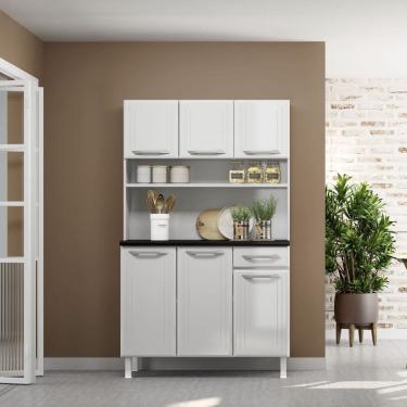 Imagem de Armário de Cozinha Aço Topázio 6 Portas 1 Gaveta Branco - Telasul