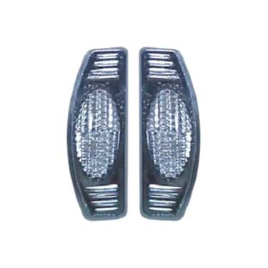 Imagem de Par Luminoso Oval Refletor Simples Cristal Base Cromada para Porta Lateral Linha Leve e Pesada Carros e Caminhões - Olho de Gato Universal