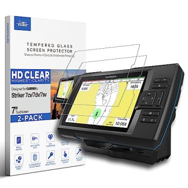 Imagem de INNOSURE [Pacote com 2] Protetor de tela de vidro temperado real para Garmin Striker 7cv / 7dv / 7sv Fishfinder tela sensível ao toque de 7 polegadas (HD Clear)