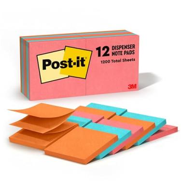 Imagem de Post-it Notas pop-up, 7,6 x 7,6 cm, 12 blocos, notas adesivas favoritas dos EUA, potimista, cores brilhantes, remoção limpa, reciclável