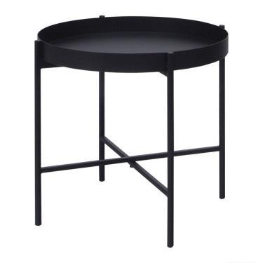 Imagem de Mesa de Apoio Bandeja Sofá Cama Redonda 40x40cm Baixa Collie Preto