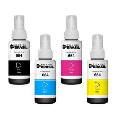 Imagem de Kit 04 recarga de Tinta T664 Compatível Para ecotank L395 - Bulk Ink D
