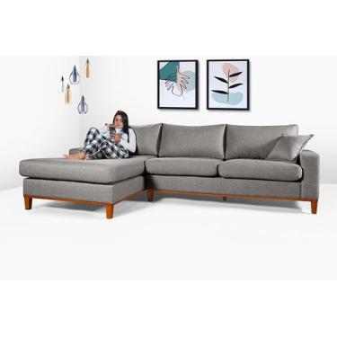 Imagem de Sofá California 4 Lugares Living Chaise Linho Lado Direito - Essencial