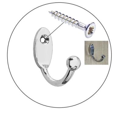 Imagem de Cabide de Gancho Pequeno de Parede e Porta em Metal Cromado - Criativa