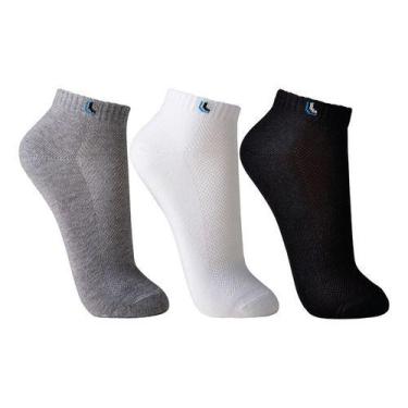 Imagem de Kit 3 Pares De Meia Lupo Cano Curto Masculina Sport, Cinza, Preto, Bra