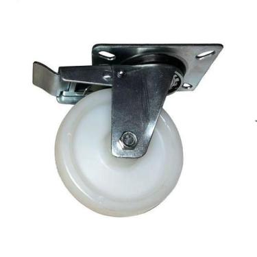 Imagem de Kit 10 Rodizios Nylon 4pol. Placa Girat. C/ Freio 170kg Roda - ABCMAIO