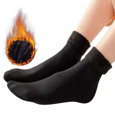 Imagem de Meia térmica adulto felpuda cano médio alto feminina inverno - FLOFF, 