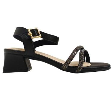 Imagem de Sandália Infantil Para Meninas Salto Grosso Tira Brilhante - Molekinha