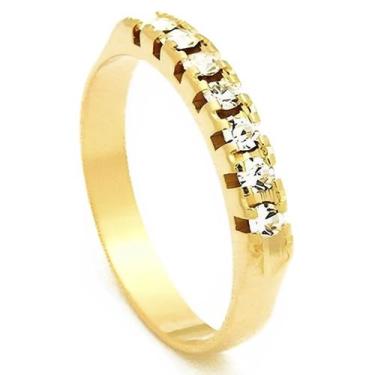 Imagem de Anel Meia Aliança Aparador Banhado A Ouro 18k Com Pedra Zirconia - AIE