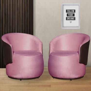 Imagem de Kit 2 Poltronas Organica Beatriz Veludo Rosa Chiclete C/ Composê Coran