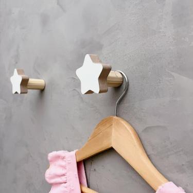 Imagem de 5 Ganchos de parede estrela infantil decoração bebê 5Esbb15c - Souveni