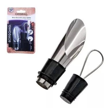 Imagem de Kit 2 Bico Dosador Inox com Tampa Vinho Champagne Corta Gota - Fx