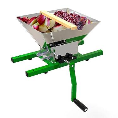 Imagem de EJWOX Triturador de frutas e maçã – Moedor manual de 7 L, triturador de frutas portátil para fabricação de cerveja caseira e prensagem de sidra (aço inoxidável, 4 litros, verde)