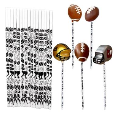 Imagem de Palitos de bolo pop de 15 cm, padrão de futebol, bastão de pirulito de 15 cm para futebol, 100 unidades por caixa (B-futebol)