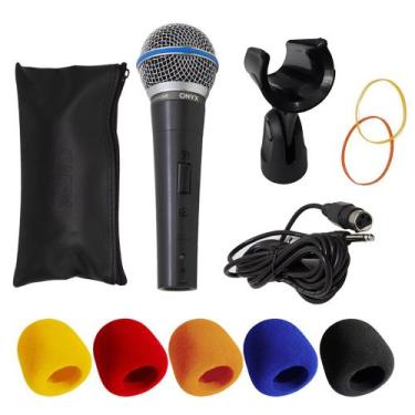 Imagem de Kit Microfone Dinâmico com Fio TK 58C com Suporte B19A e Espuma Onyx