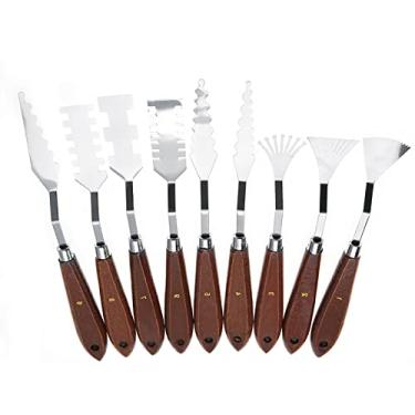 Imagem de Faca de Pintura a óleo, Conjunto de Raspador de Mistura de Tinta de Espátula Profissional de 9 Peças, Cabo de Madeira de Aço de, Conjunto de Faca de Paleta