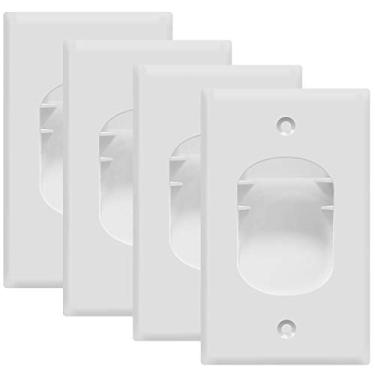 Imagem de TOPGREENER Placa de parede embutida de cabo de baixa tensão para home theaters, tamanho 1-gangue 11,4 cm x 7 cm, termoplástico de policarbonato, TG8881-4PCS, branco (pacote com 4)