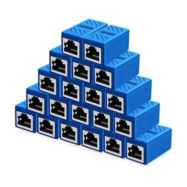 Imagem de ZUZONG Acoplador RJ45 em linha para adaptador extensor de cabo Ethernet Cat8/Cat7/Cat6/Cat6a/Cat5e/Cat5 fêmea para fêmea (20 peças azul)
