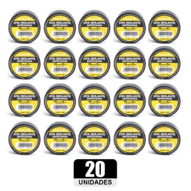 Imagem de Kit 20 Rolos Pç Fita Isolante 5 Metros Preta - Tradestar