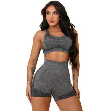 Imagem de Kit 3 Conjuntos Top e Shorts Empina Bumbum Academia Yoga - Luega Moda 