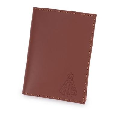 Imagem de Carteira Porta Cartão Em Couro Modelo Masculino Estampa Nossa Senhora 