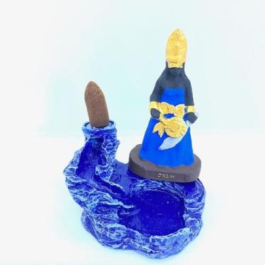 Imagem de Incensário cascata Oxum azul 12 cm resina - Lua Mística - 100% Origina