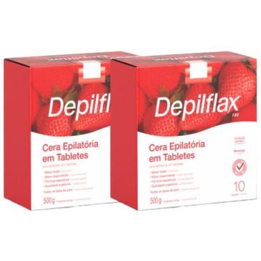 Imagem de Kit 2 Cera Quente Depilatória Depilação Profissional Morango Depilflax