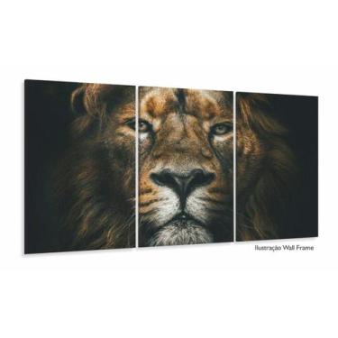 Imagem de Quadro Leão Selvagem Mosaico Para Sala Quarto 3 Peças - Wall Frame