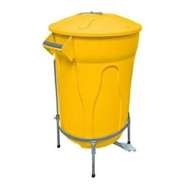 Imagem de Cesto Lixeira Plástico Pedal Com Armação 20 Litros - JSN, Marrom