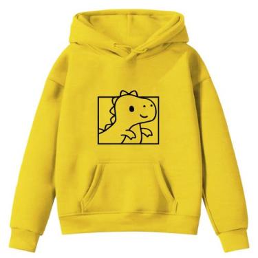 Imagem de Moletom Infantil Dino Dinossauro Desenho Infância Bolso Canguru com Ca