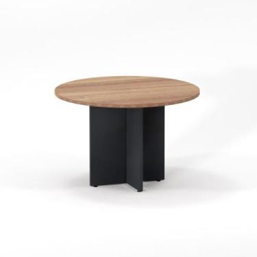 Imagem de Mesa Reunião Redonda Pé Painel P25 Pandin 1,10 M Noce Naturale e Grafi