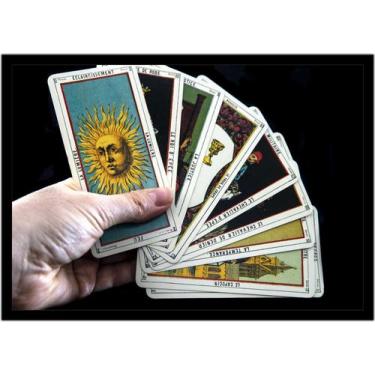 Imagem de Quadro Decorativo Jogos Baralho Tarot Cartas Esoterismo Com Moldura RC