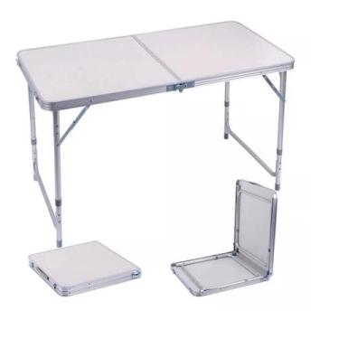 Imagem de Mesa Dobravel Aluminio 90x60cm Vira Maleta Camping - Shark Blue