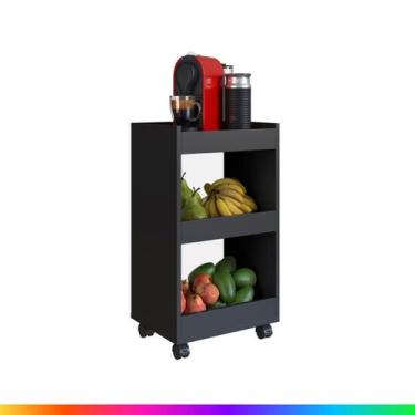 Imagem de Fruteira com Rodinhas 3 Andares Multiuso Cozinha-Móveis Bonatto, Preto