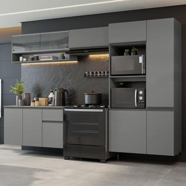 Imagem de Armário de Cozinha Completa Suspenso 300cm Cinza Nice Madesa 07 XV