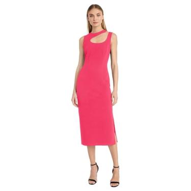 Imagem de Donna Morgan Vestido de coquetel midi sem mangas para mulheres, convidadas de casamento, aniversário e encontro noturno, Rosa brilhante, 36