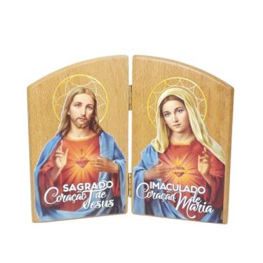 Imagem de Capelinha do Sagrado Coração de Jesus e Imaculado Coração de Maria em Madeira Natural