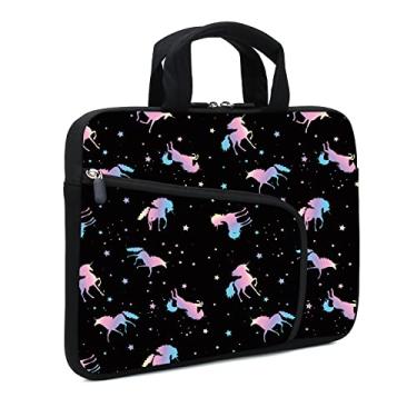 Imagem de XMBFZ Capa para laptop 14 15 15,4 15,4 15,6 capa para Chromebook Ultrabook capa para notebook bolsa mensageiro para tablet capa de neoprene para homens e mulheres, dois bolsos (cavalo)