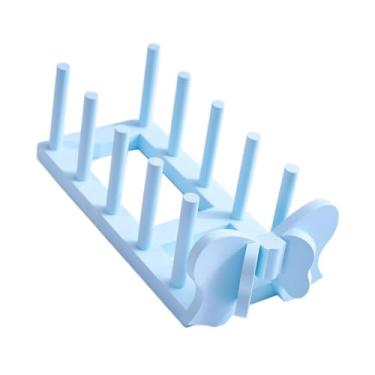 Imagem de IEUDNS Escorredor de pratos Suporte para escorredor de pratos Escorredor multifuncional Suporte para tampa de panela Organizador de pratos para Copos, Azul