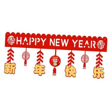 Imagem de Fancyes Guirlanda de faixa de ano novo chinês, decoração de ano novo lunar, pingente de feltro, ornamento de parede, decoração de festival de primavera para, Style C