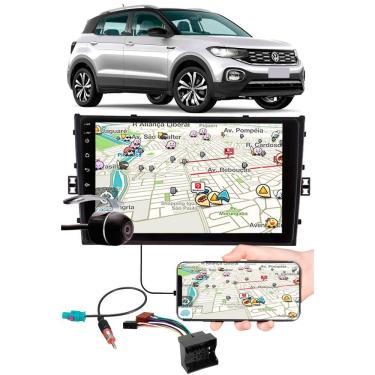 Imagem de Multimídia 9" Polegadas Vw T-Cross Espelhamento USB Bluetooth + Chicotes + Interface Volante + Moldura Painel + Câmera de Ré