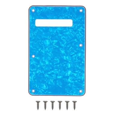 Imagem de Placa traseira de guitarra com 6 furos Strat Tremolo para Fender USA/Mexican Standard Stratocaster (pérola azul claro)