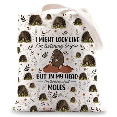 Imagem de JNIAP Bolsa de ombro Mole Gifts I Might Look Like I'm Listening To You But In My Head I'm Thinking About Moles, Toupeira Tb, Large