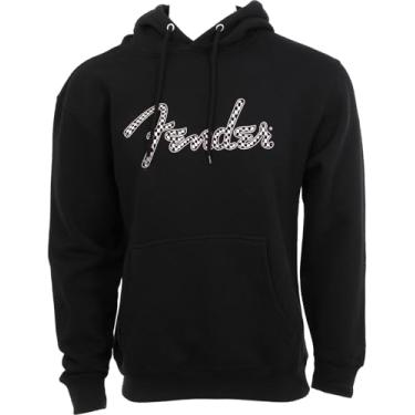 Imagem de Fender Moletom com capuz xadrez ondulado com logotipo espaguete, 100% lã, xadrez rosa, M